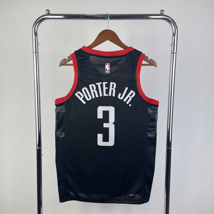 Heat Transfer NBA 2024 Houston Rockets Porter JR. Black Jersey