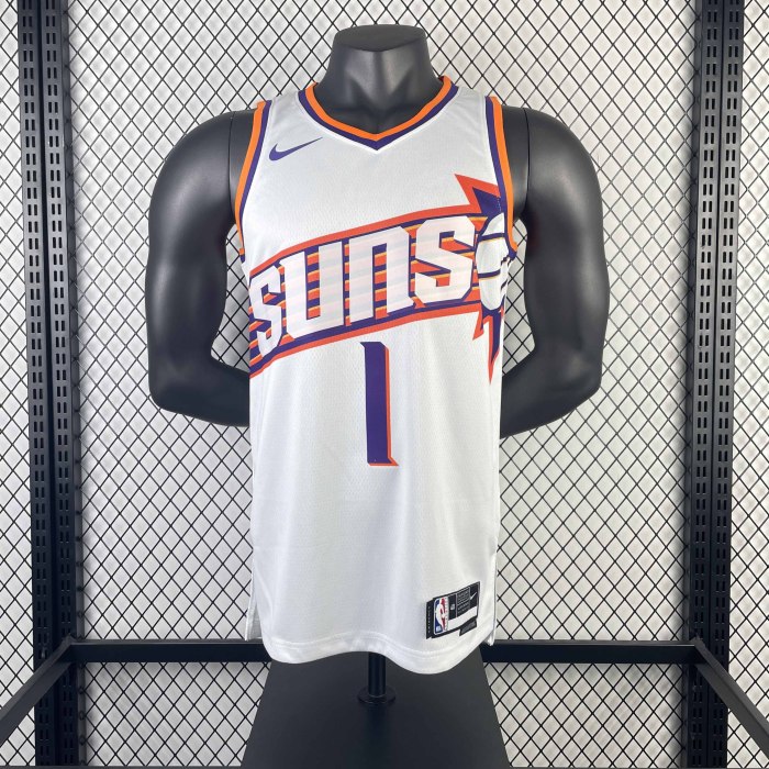 Heat Transfer 2024 Phoenix Suns Devin Booker Home White Jersey