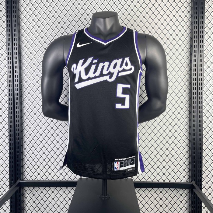 Heat Transfer 2024 Sacramento Kings De'Aaron Fox Away Black Jersey