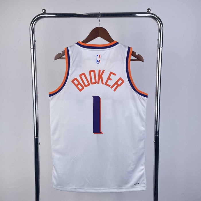 Heat Transfer 2024 Phoenix Suns Devin Booker Home White Jersey
