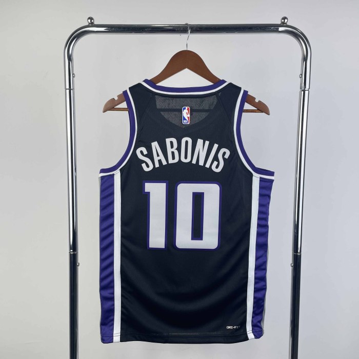 Heat Transfer 2024 Sacramento Kings Domantas Sabonis Away Black Jersey