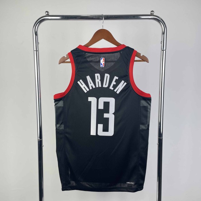 Heat Transfer NBA 2024 Houston Rockets James Harden Black Jersey