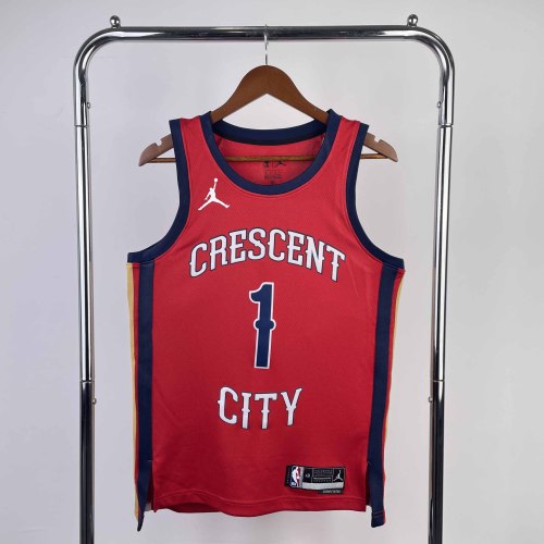Heat Transfer 2024 New Orleans Pelicans Zion Williamson Red Jersey