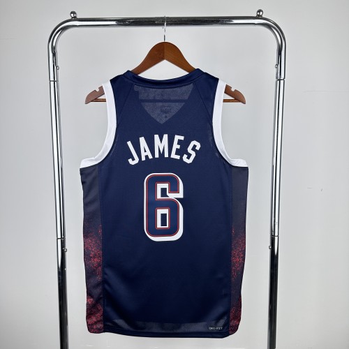 Heat Transfer 2024 Olympic Games USA blue James Jersey