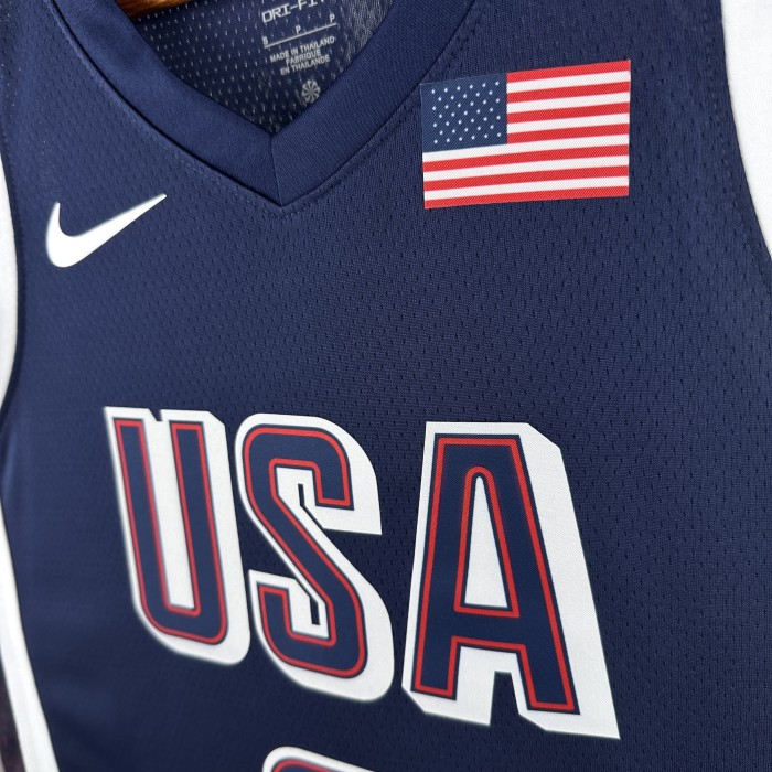 Heat Transfer 2024 Olympic Games USA blue Haliburton Jersey