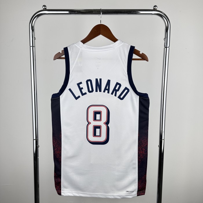 Heat Transfer 2024 Olympic Games USA white Leonard Jersey