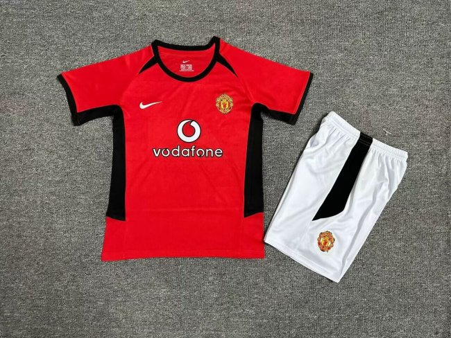 Retro Kids Manchester United 02/04 Home Jersey Football Kit