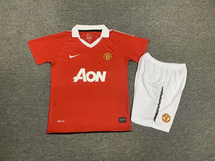 Retro Kids Manchester United 10/11 Home Jersey Football Kit