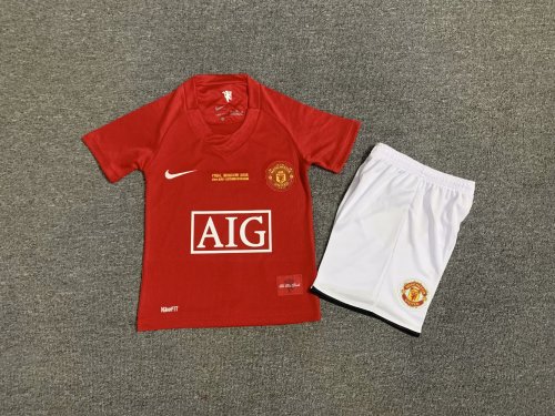 Retro Kids Manchester United 07/08 Home Jersey Football Kit