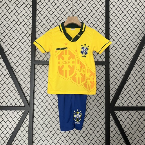 Retro Kids 93/94 Brazil Home Jersey Football Kit