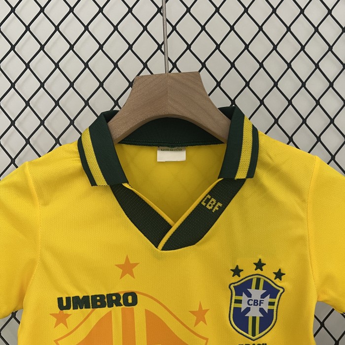 Retro Kids 93/94 Brazil Home Jersey Football Kit