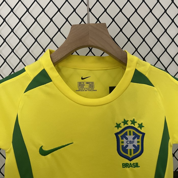 Retro Kids 2002 Brazil Home Jersey Football Kit