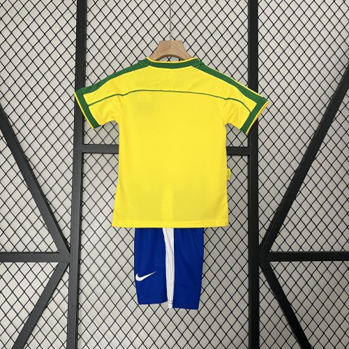 Retro Kids 1998 Brazil Home Jersey Football Kit