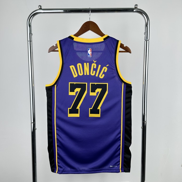 Heat Transfer NBA  Los Angeles Lakers  Luka Dončić Flying man limited Purple Jersey