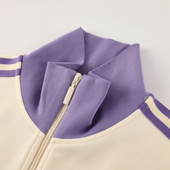 24/25 Real Madrid Light White/Purple Full Zipper Jacket +Long Pants