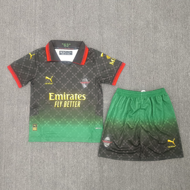 25/26 Kids AC Milan x OFFWHITE Black Forth Special Jersey