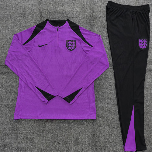 2025 England Purple/Black Half Zipper Training Tracksuit +Pants