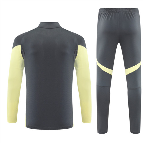 25/26 Real Madrid Grey Half Zipper Training Tracksuit +Pants