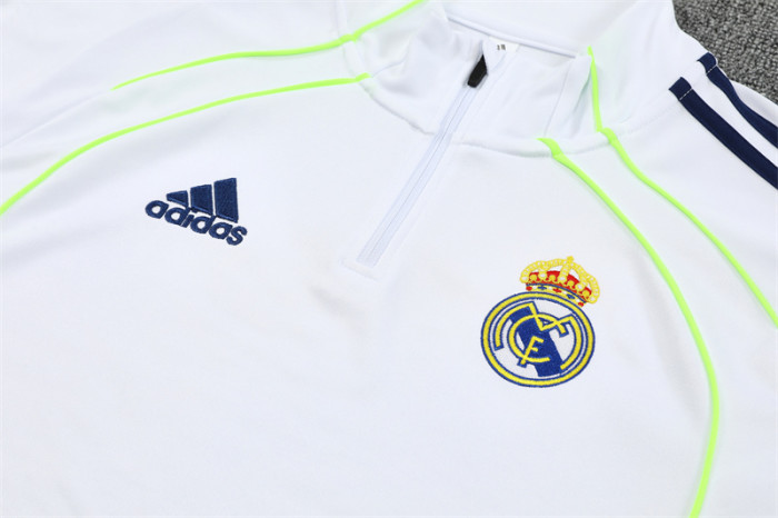 25/26 Real Madrid White retro version Half Zipper Training Tracksuit +Pants