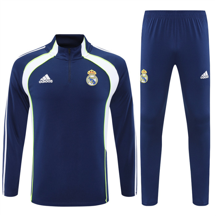 25/26 Real Madrid Blue retro version Half Zipper Training Tracksuit +Pants