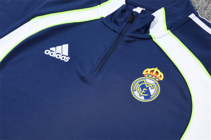 25/26 Real Madrid Blue retro version Half Zipper Training Tracksuit +Pants
