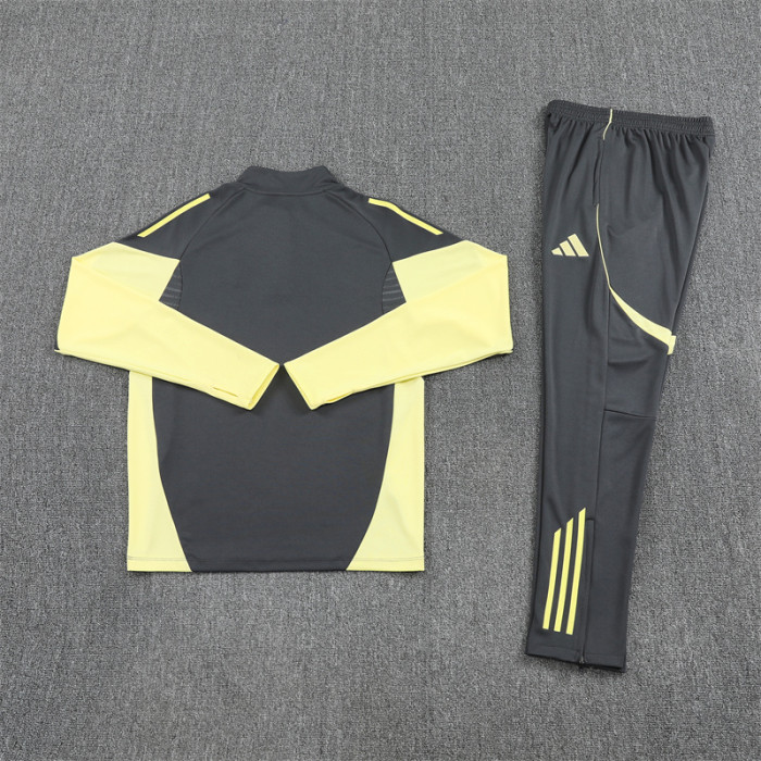 25/26 Real Madrid Grey Half Zipper Training Tracksuit +Pants