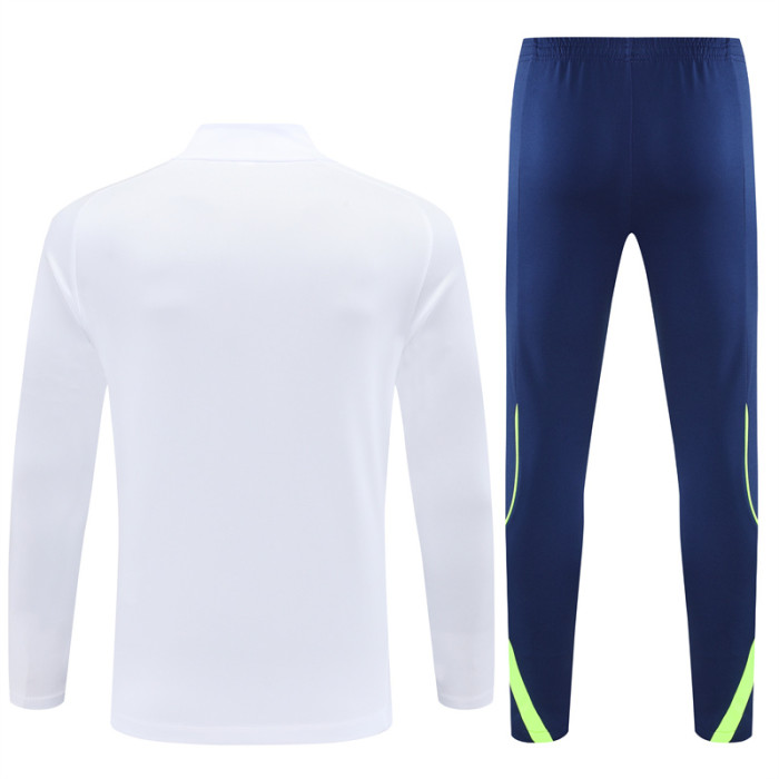 25/26 Real Madrid White retro version Half Zipper Training Tracksuit +Pants