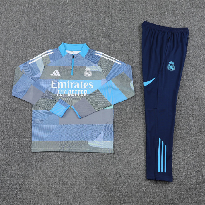 25/26 Real Madrid Camouflage blue Half Zipper Training Tracksuit +Pants