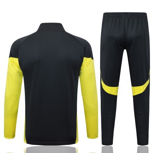 25/26 Real Madrid Black/Yellow Full Zipper Jacket +Long Pants