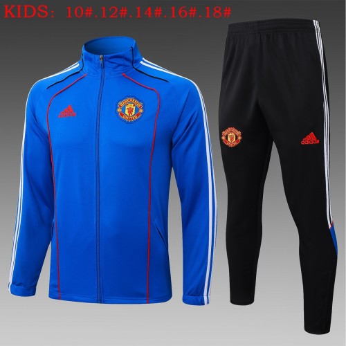 Kids Kit 25/26 Manchester United Blue/Red Full Zipper Jacket +Long Pants