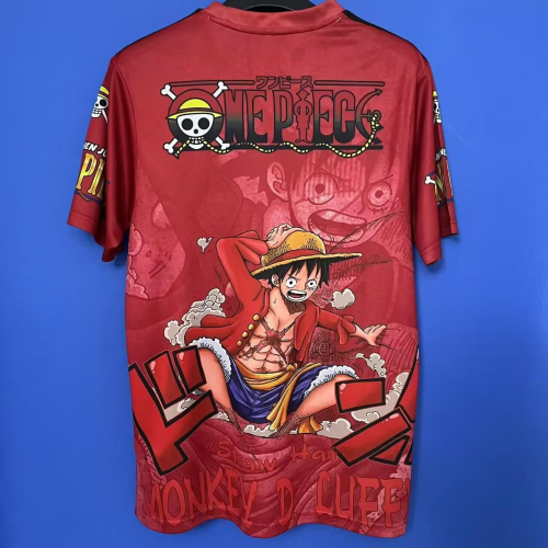 Japan Soccer Jersey Red Anime One Piece Luffy Concept Edition