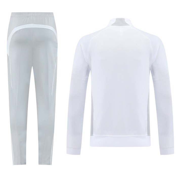 25/26 Real Madrid White/Grey Full Zipper Jacket +Long Pants