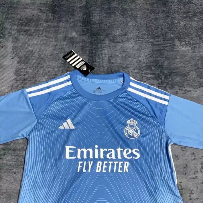 Real Madrid 25/26 Blue Goalkeeper Soccer Jersey- Kids Kit