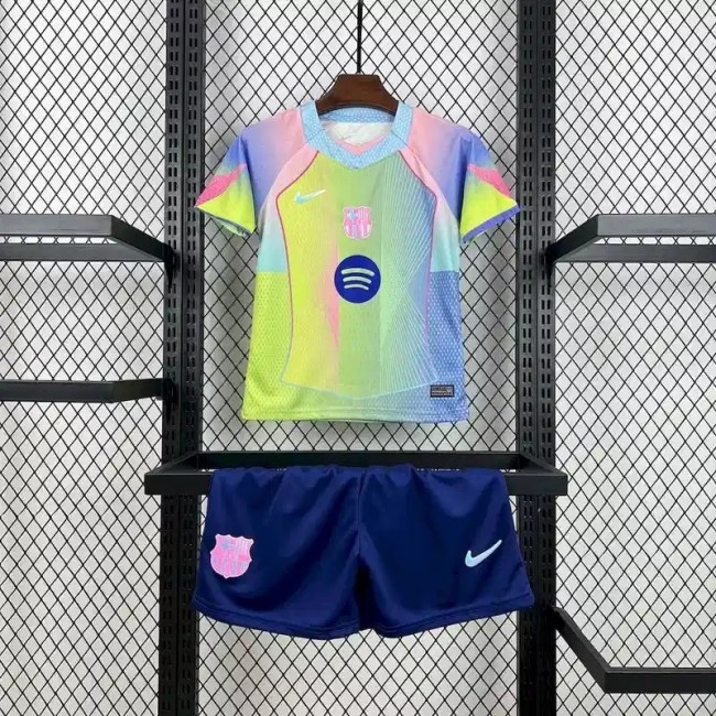 Barcelona 25/26 Special Edition Green Soccer Jersey- Kids Kit
