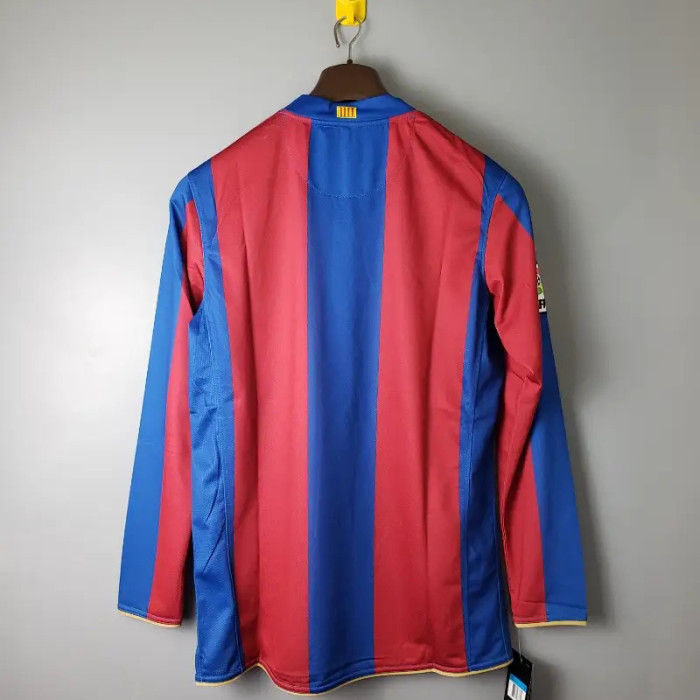 Long Sleeves Barcelona 2007-08 Home Retro Soccer Jersey- Fan Version