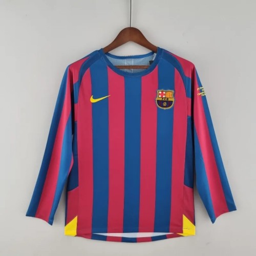 Long Sleeves Barcelona 2005-06 Home Retro Soccer Jersey- Fan Version