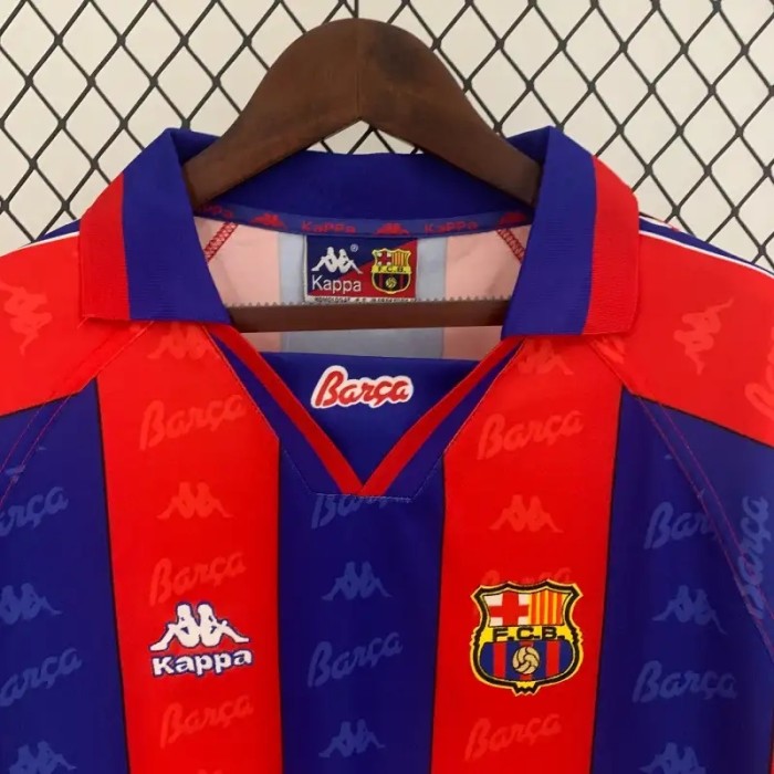 Long Sleeves Barcelona 1996-97 Home Retro Soccer Jersey- Fan Version