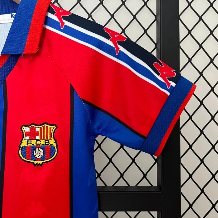 Barcelona 1995-97 Retro Home Soccer Jersey- Kids Kit