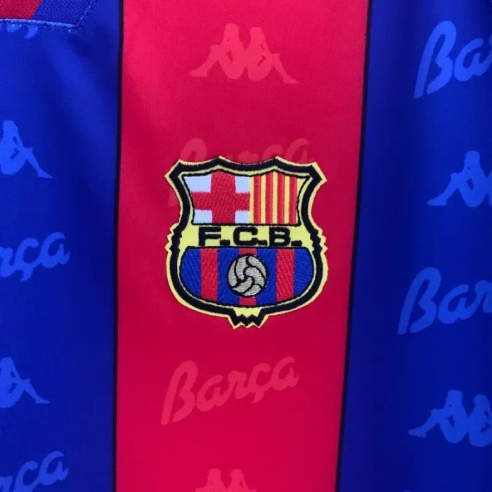 Long Sleeves Barcelona 1996-97 Home Retro Soccer Jersey- Fan Version