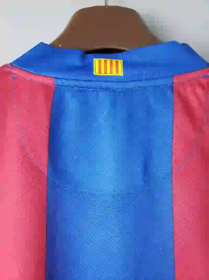 Long Sleeves Barcelona 2007-08 Home Retro Soccer Jersey- Fan Version