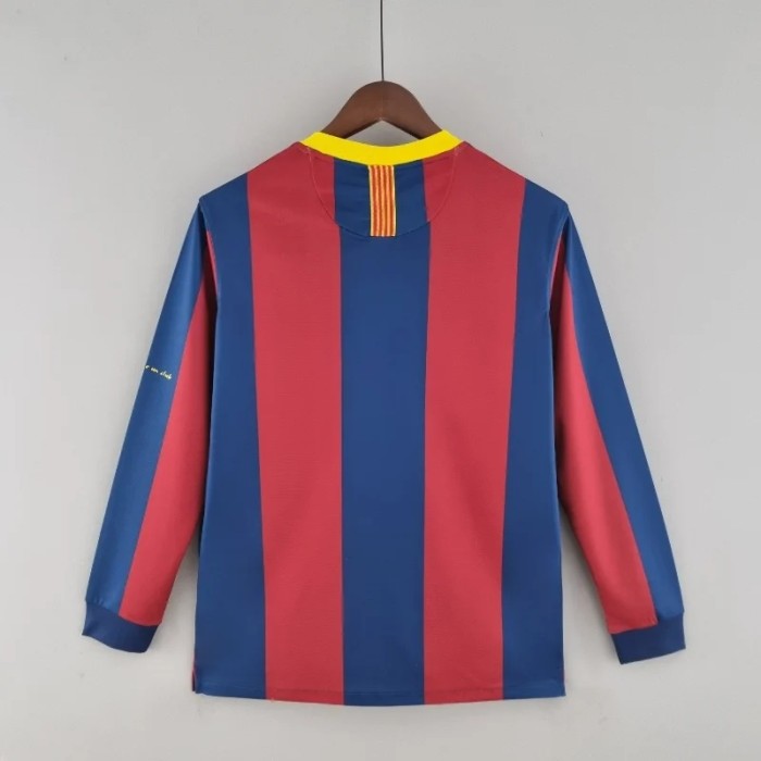 Long Sleeves Barcelona 2010-11 Home Retro Soccer Jersey- Fan Version