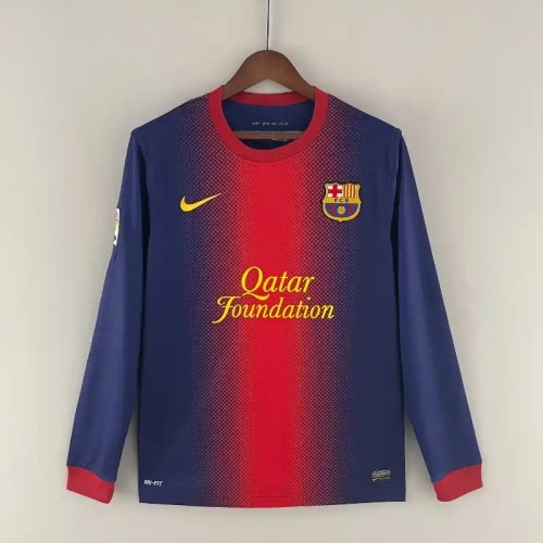 Long Sleeves Barcelona  2012-13 Home Retro Soccer Jersey- Fan Version