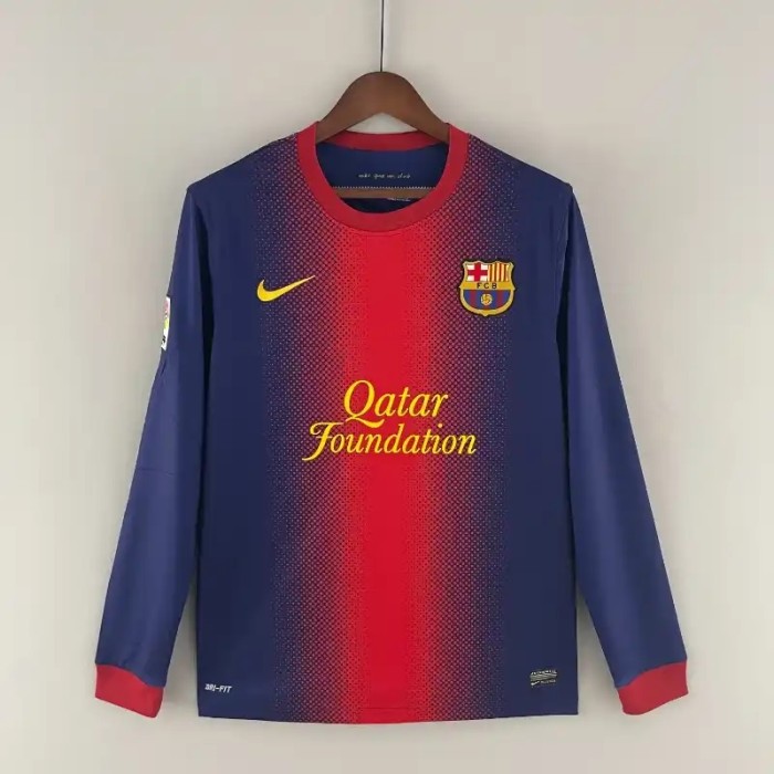 Long Sleeves Barcelona  2012-13 Home Retro Soccer Jersey- Fan Version