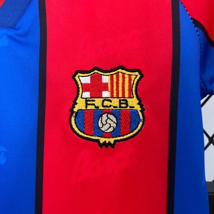 Barcelona 1995-97 Retro Home Soccer Jersey- Kids Kit