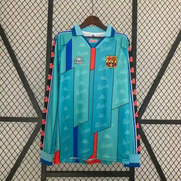Long Sleeves Barcelona 1996-97 Away Retro Soccer Jersey- Fan Version