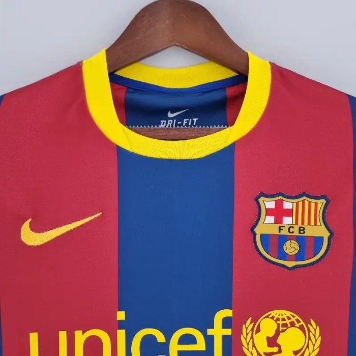 Long Sleeves Barcelona 2010-11 Home Retro Soccer Jersey- Fan Version
