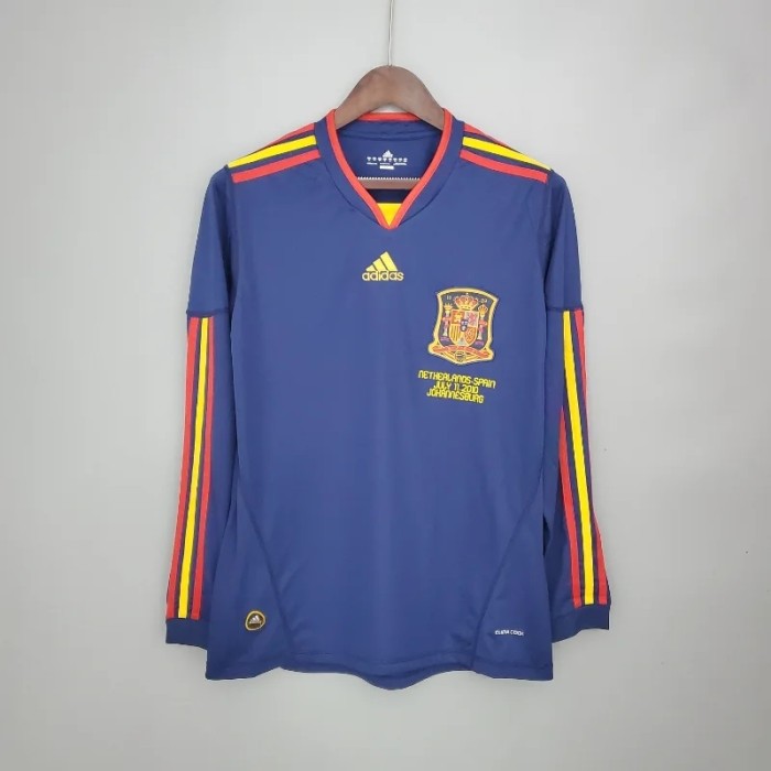 Long Sleeves Spain 2010 Away Retro Soccer Jersey - Fan Version
