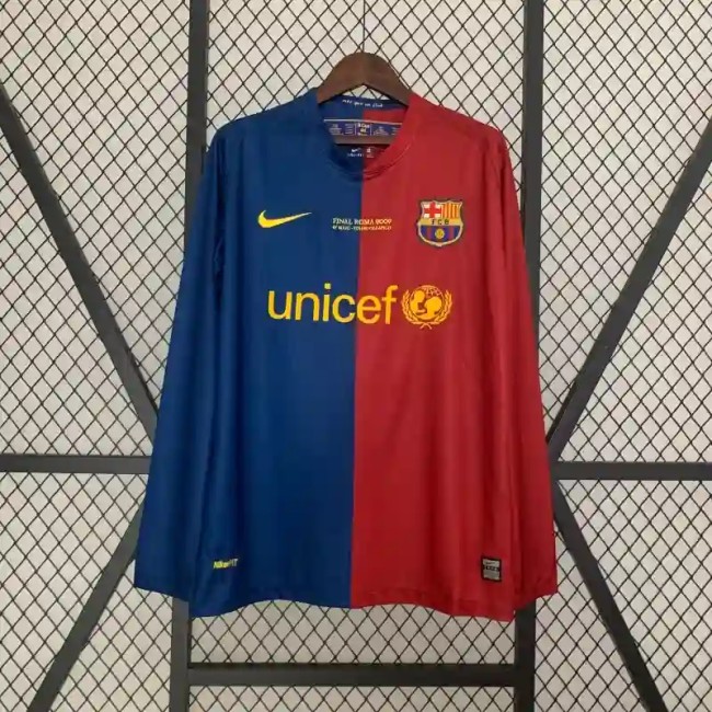 Long Sleeves Barcelona 2008-09 Home Retro Soccer Jersey- Fan Version
