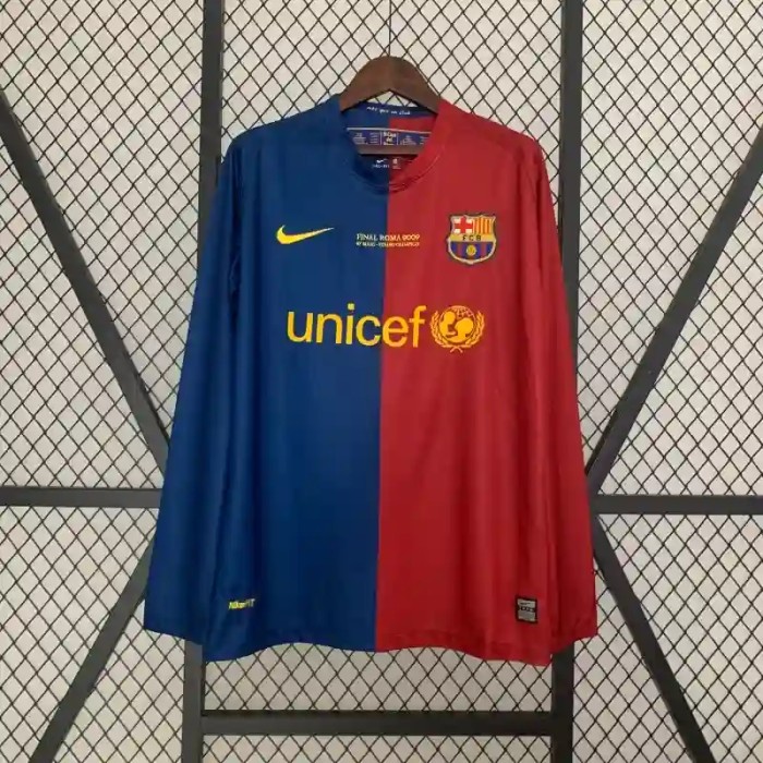 Long Sleeves Barcelona 2008-09 Home Retro Soccer Jersey- Fan Version