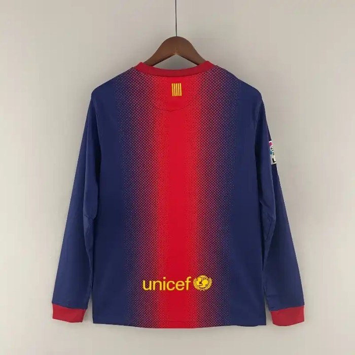 Long Sleeves Barcelona  2012-13 Home Retro Soccer Jersey- Fan Version